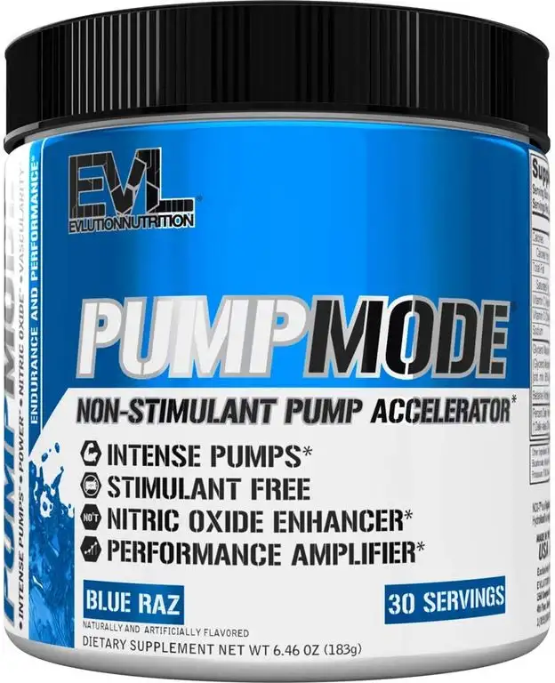 Evlution Nutrition Pump Mode | Stickstoffmonoxid Booster Für Unterstützung Der Intensiven Muskelaufbau, Leistung Und Vaskularität | Pulver, 30 Portionen (Blue Raz)
