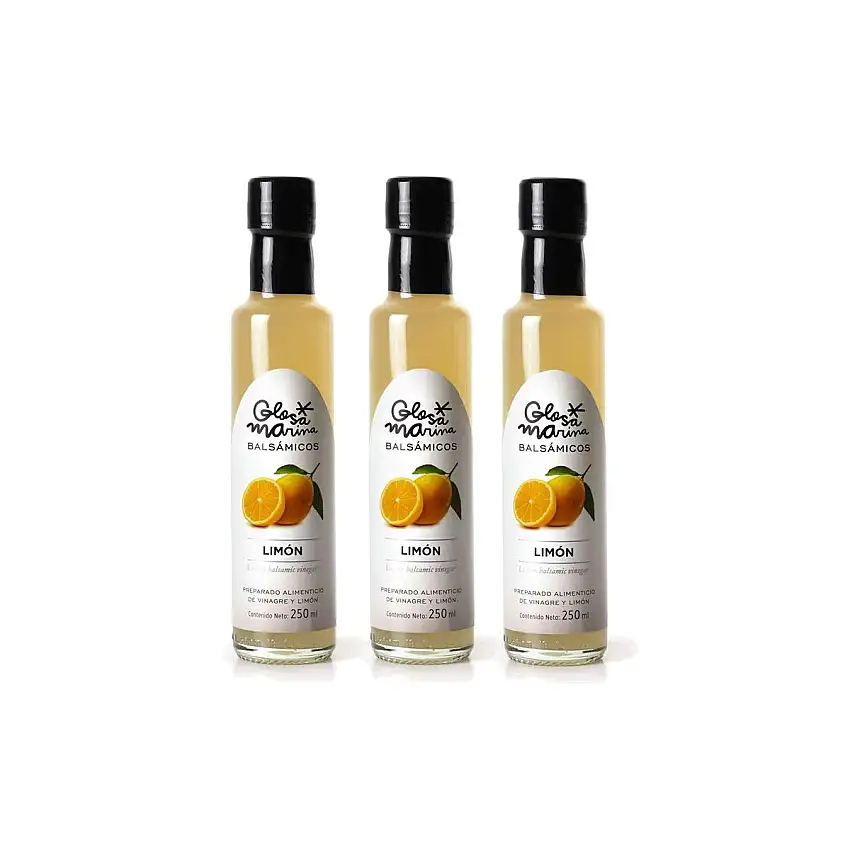 GLOSA MARINA 3er Paket *LIMON* Crema Balsámica de Limon - Balsamico Gourmet Essig Creme Zitrone (3 x 250ml)