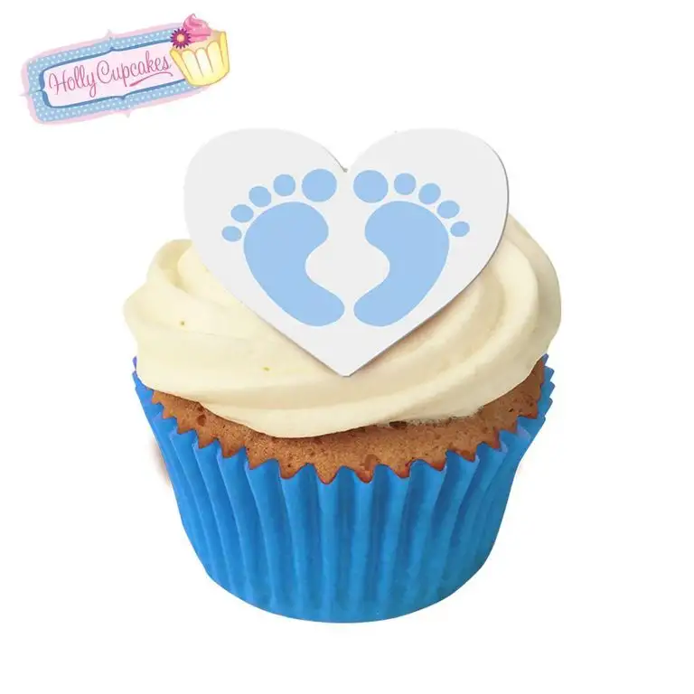 12 Baby Jungen Füsse, essbare Kuchendekoration / 12 Baby Boy Feet Edible Cake Decorations