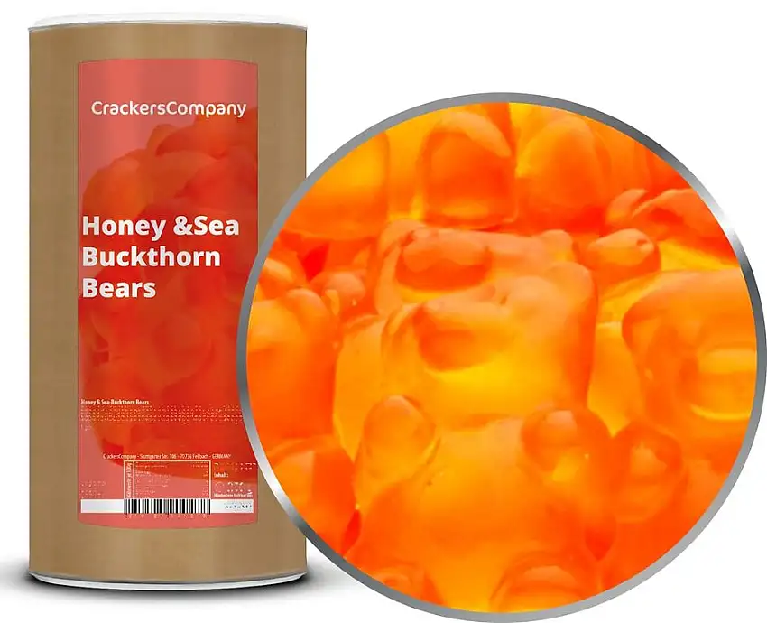 1 x 1050g Gummibären Sanddornhonig Gummibonbon Gummibärchen aus Sanddorn Fruchtsaft und Acerola Kirsche mit viel Vitamin C glutenfrei laktosefrei