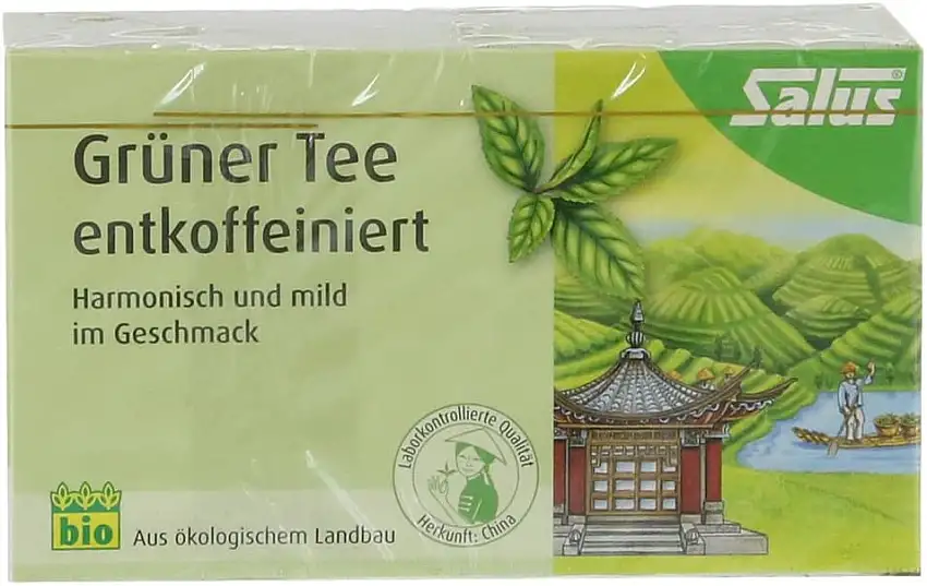 Grüner TEE Entkoffeiniert bio Salus Filterbeutel