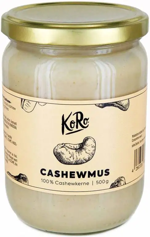 KoRo - Cashewmus 500 g - Veganes Nussmus ohne Zuckerzusatz und ohne Zusätze - Brotaufstrich aus 100 % Cashewkernen