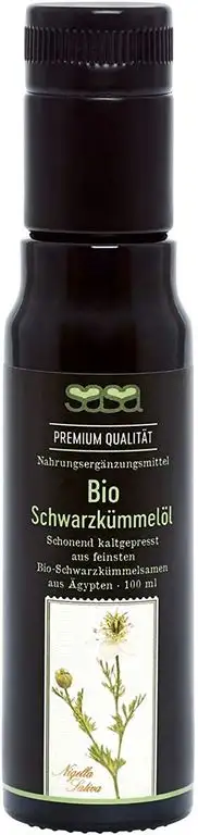 sasa med, Premium BIO Schwarzkümmelöl, ägyptisch, kaltgepresst, 100ml