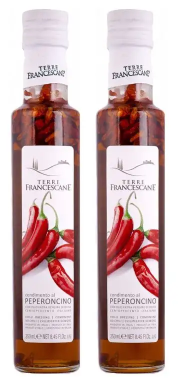 2er Pack Terre Francescane - Chili-Öl - Extra Natives Olivenöl mit Chili (2 x 250 ml)