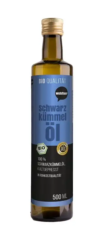 Wohltuer Bio Schwarzkümmelöl 500 ml - Kaltgepresst in Rohkostqualität I Biozertifizierte Ägyptische Rohware