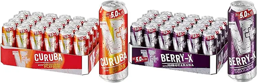 V+ Curuba Biermischgetränk, EINWEG (24 x 0.5 l Dose) & V+ Berry-X Biermischgetränk, EINWEG (24 x 0.5 l Dose)
