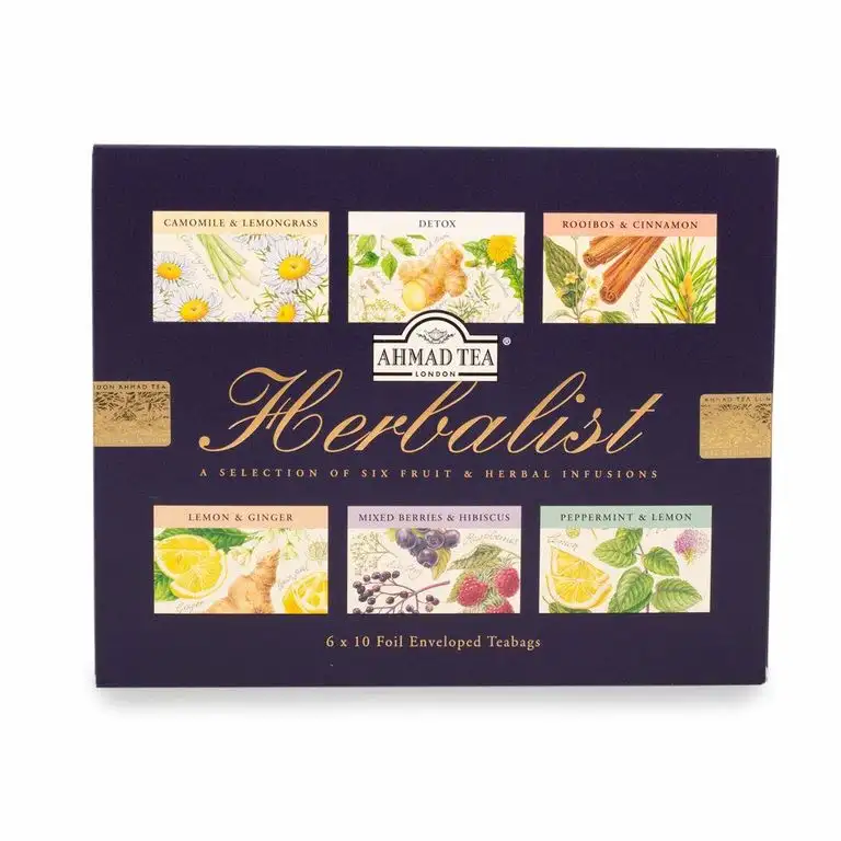 Ahmad Tea Herbalist Früchte-und Kräutertee 60 Teebeutel mit Band/Tagged, Tee in 6 verschiedenen Sorten, Aromaversiegelt, 105 g