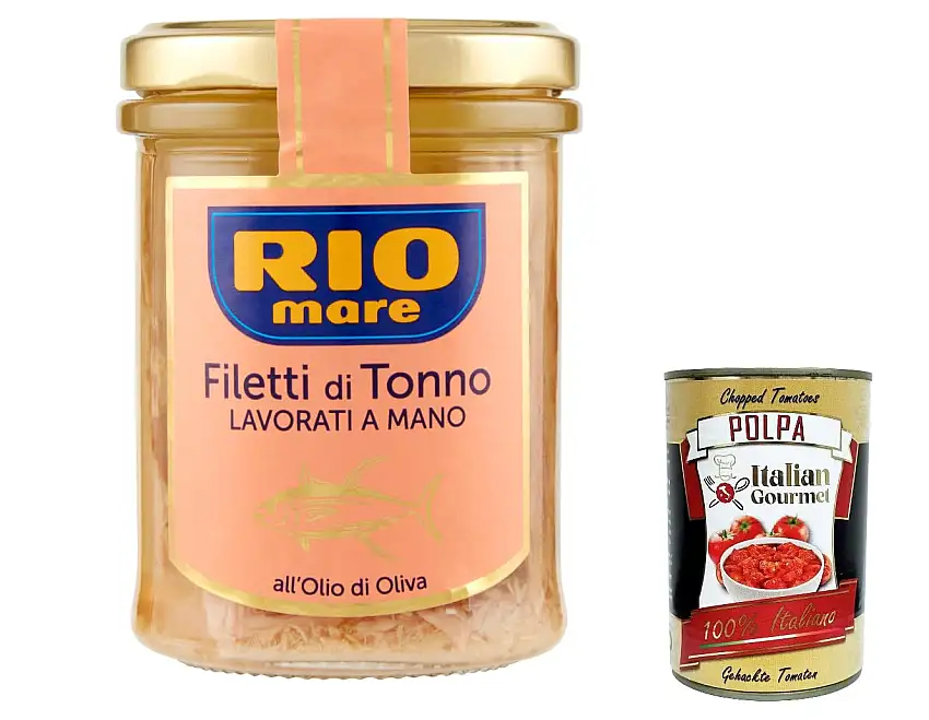 3x Rio Mare Filetti di Tonno all'Olio di Oliva Thunfischfilets mit Olivenöl, handgefertigt, 180 g + Italian Gourmet polpa 400g