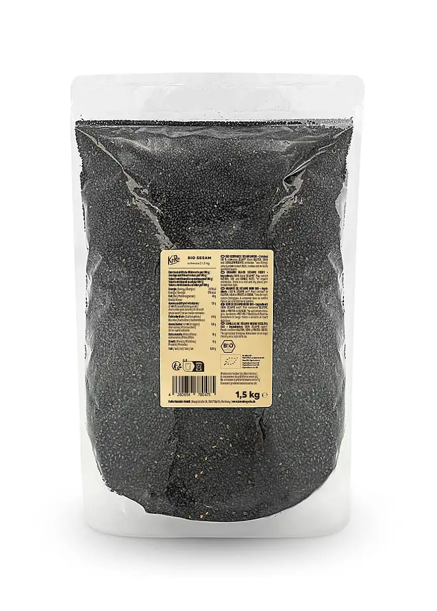 KoRo - Bio Sesam schwarz 1,5 kg - Nährstoffreiches Superfood mit nussigem Geschmack - Proteinreich