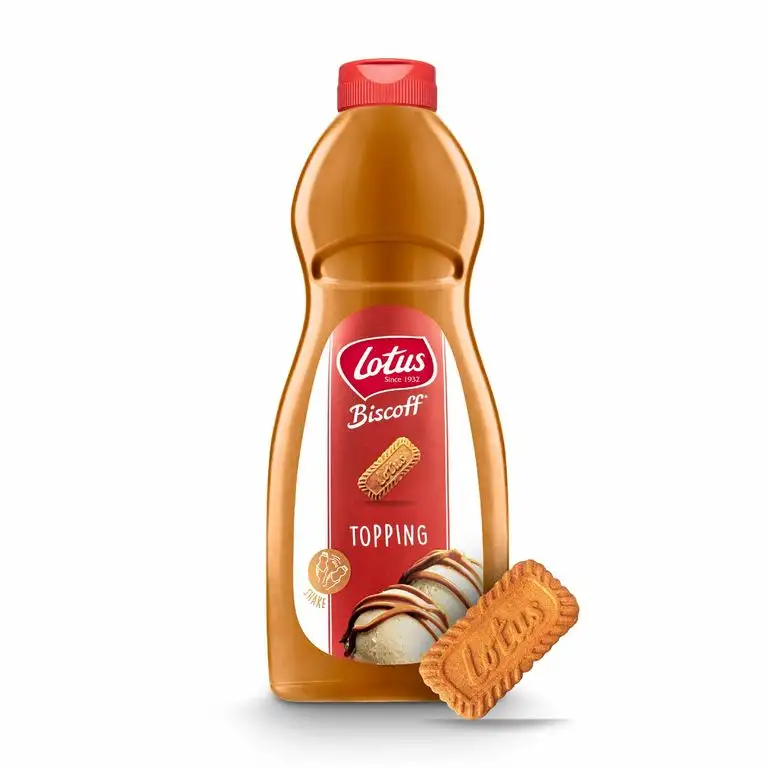 Lotus Biscoff Topping - [1x] 1kg Dessertsauce aus Karamellgebäck zum Verzieren und Verfeinern - für Desserts, Eiscreme & süße Snacks - vegan