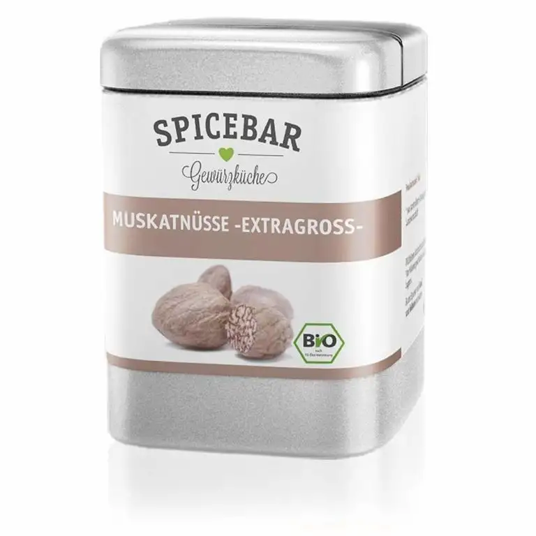 Muskatnuss in Premium Bio Qualität, Muskat Handverlesen 9-12 Stk. (60g), Muskatnüsse ganz