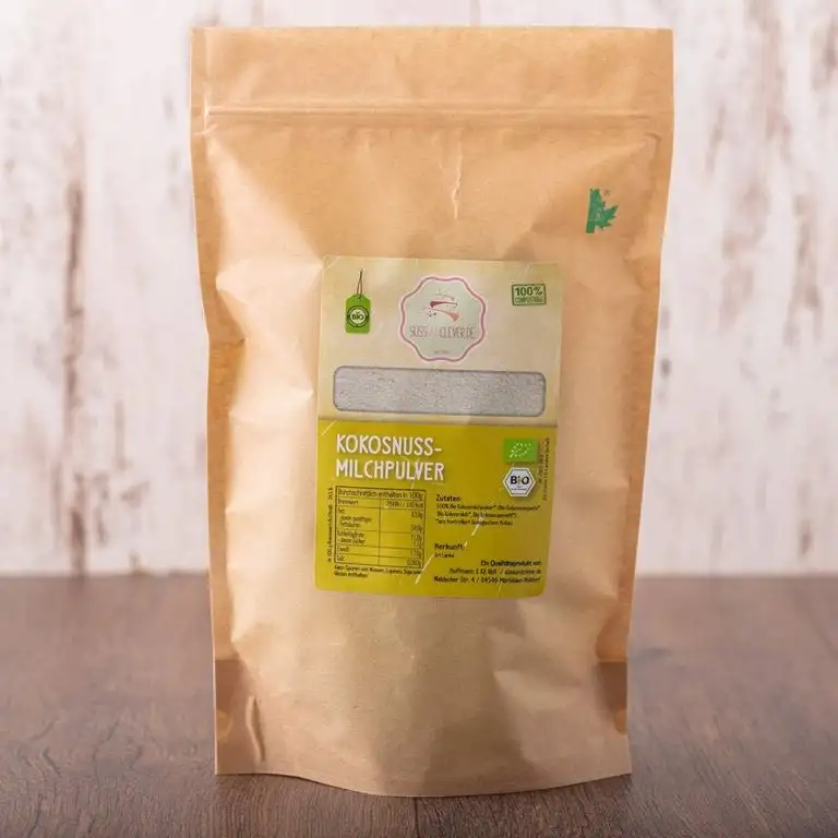 süssundclever.de® Bio Kokosmilchpulver | 500 g | Premium Qualität | ungezuckert | plastikfrei und ökologisch-nachhaltig abgepackt