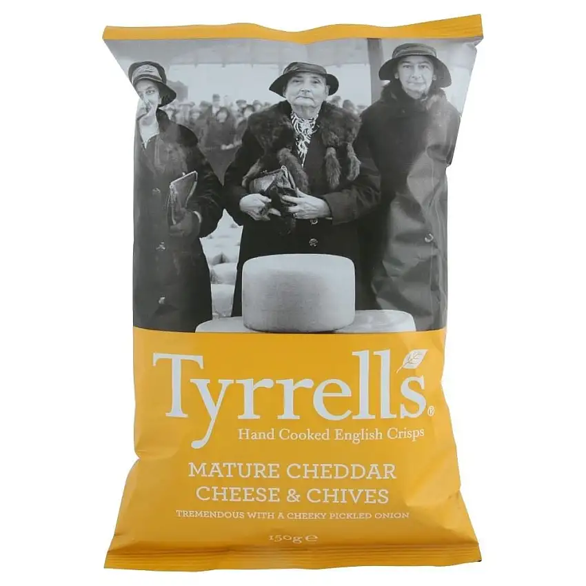Tyrrells Hand Gekochte Englisch Crisps - Mature Cheddar & Schnittlauch (150g) - Packung mit 2