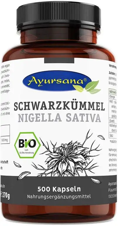Vegane Schwarzkümmel Kapseln (500 Stück) | BIO-Qualität | halal | aus der Apotheke | 1800 mg Schwarzkümmel je Tagesdosis