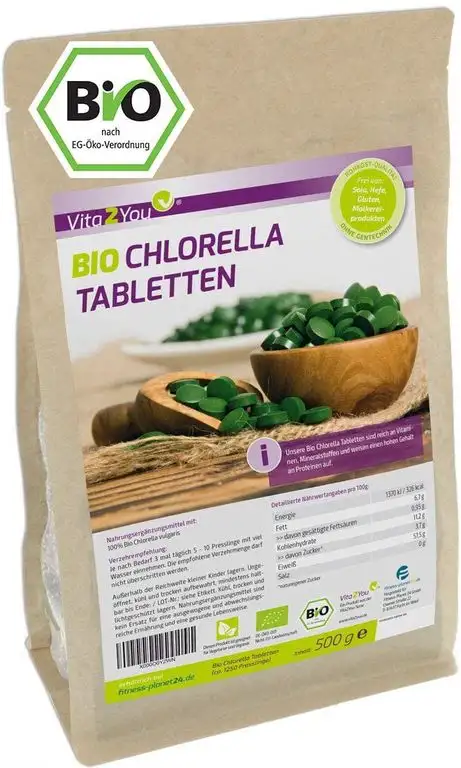 Bio Chlorella Tabletten 500g | 400mg pro Tablette | ca. 1250 Presslinge | Aus Ökologischen Anbau | Rohkost im Zippbeutel