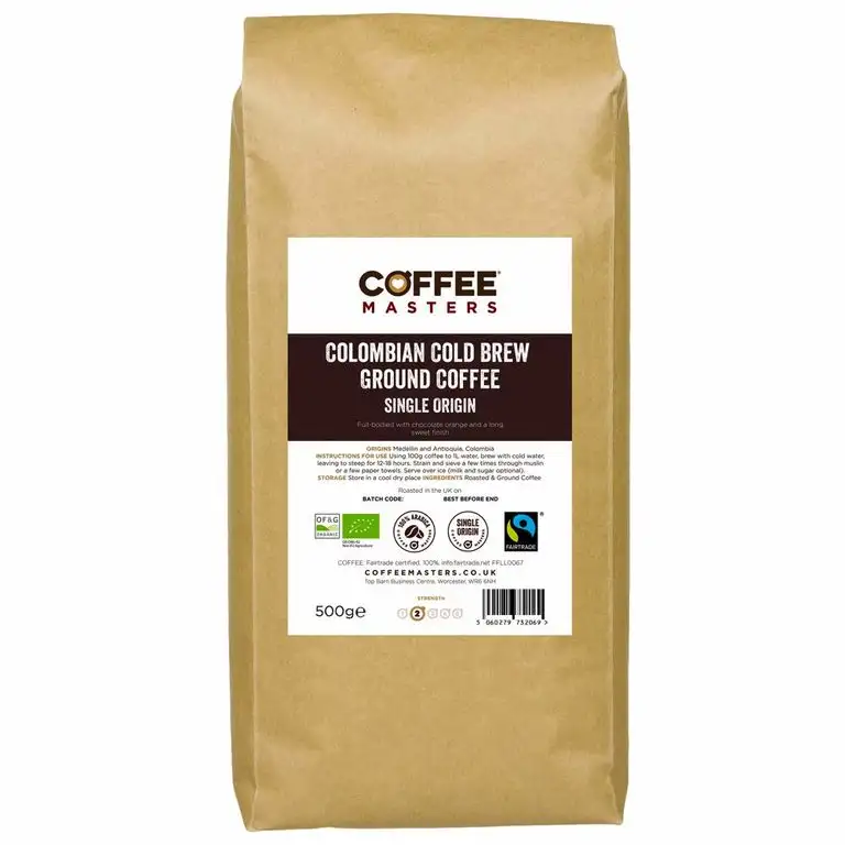 Coffee Masters Cold Brew gemahlener Kaffee 500g - kolumbianischer Bio-Fairtrade - Neu