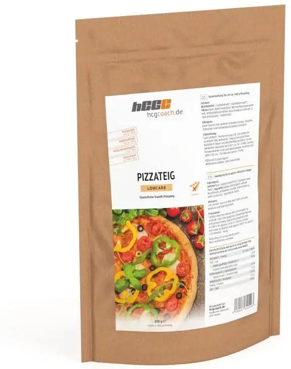 hCG Pizza, Low Carb Pizzateig (150 g), nur 1,6 g KH, Glutenfrei, Sojafrei, Hefefrei, proteinreich, ohne Zusatzstoffe