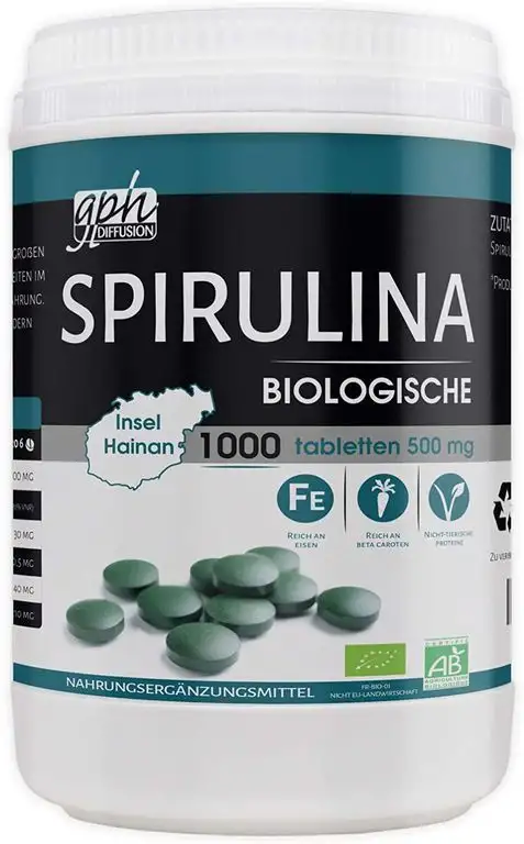 Spirulina Bio 500mg - 1000 Tabletten