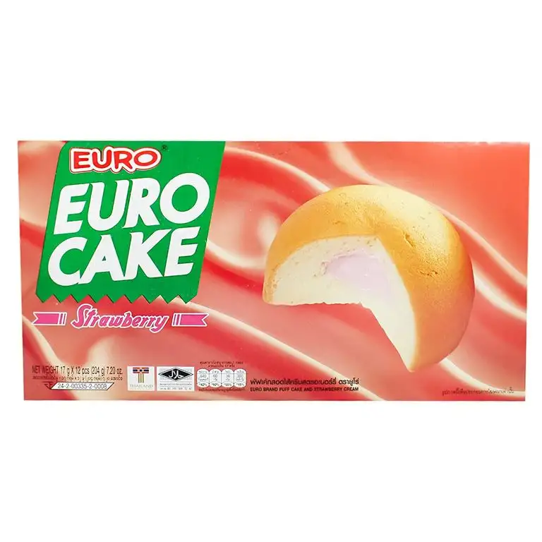 Euro Cake Thai Biskuit Küchlein mit Erdbeer Creme 204g (Papa Vo ®)