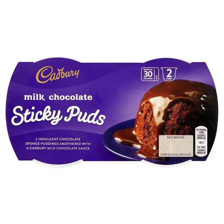 Cadbury Milk Chocolate Sticky Puds 2x 95g (190g) - Traditioneller englischer Sponge Pudding (Dessert)