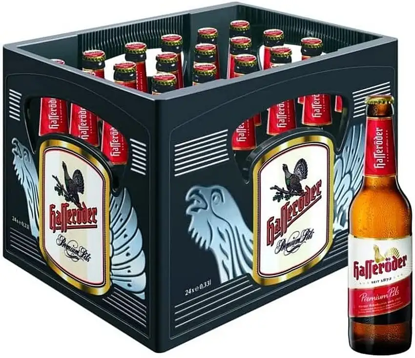 Hasseröder Premium Pils Flaschenbier, MEHRWEG im Kasten, Pils Bier (24 x 0.33 l)