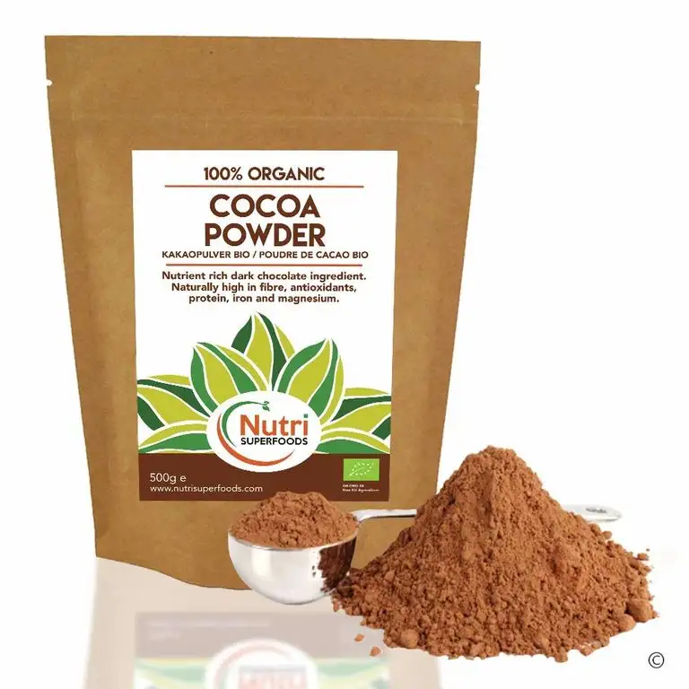 Bio-Kakaopulver - Veganer, reiner dunkler schokoladenbestandteil - Ungesüßt und ideal zum backen, heiße schokolade und smoothies - 500g
