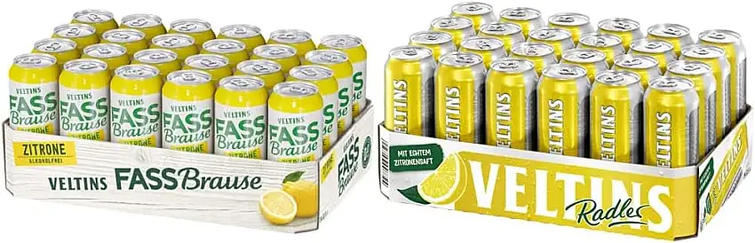 ArkiFACE B VELTINS Fassbrause Zitrone Alkoholfrei, EINWEG (24 x 0.5 l Dose) & VELTINS Radler, EINWEG (24 x 0.5 l Dose)