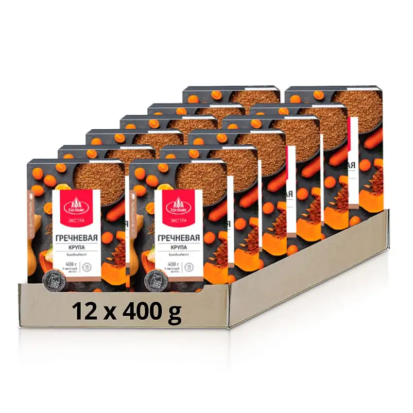 Buchweizen 12er Pack (5 x 80 g) Extra 12 х 400g Vorratsset Sparpaket Vegan гречневая крупа
