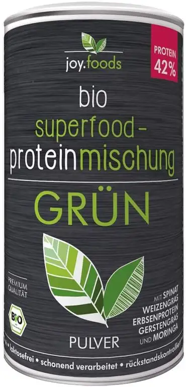 joy.foods Bio Superfoodmischung grün , enthält Vitamin K, Folsäure, Mangan und Ballaststoffe, 42% Protein, 180 g