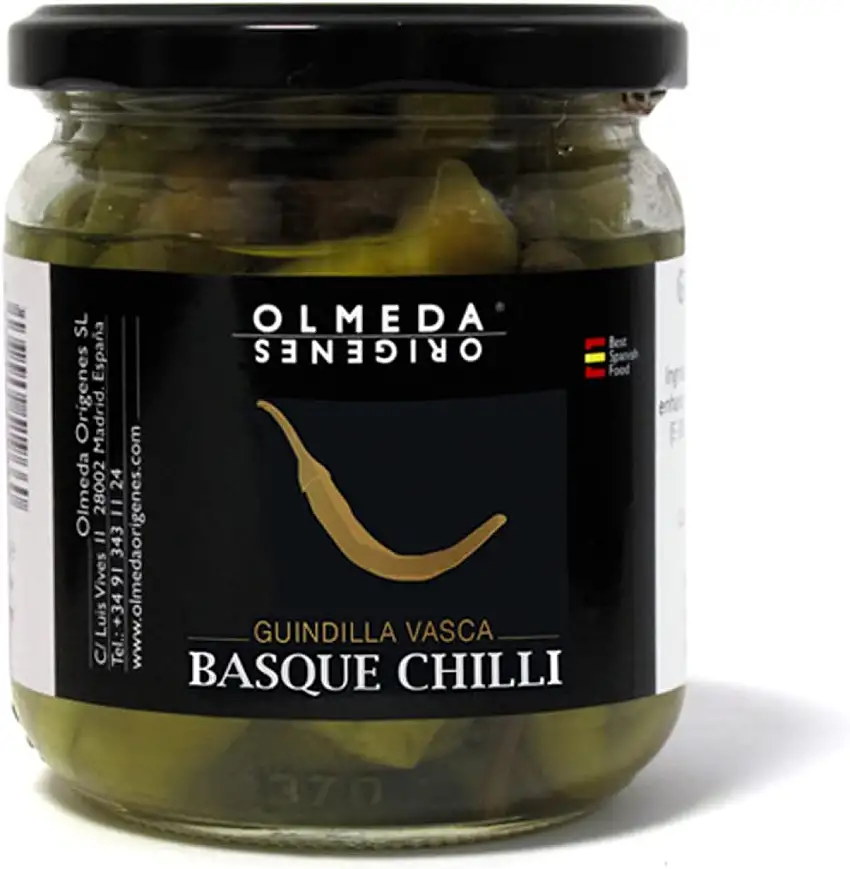 OLMEDA ORÍGENES - Baskische Chilischoten (370 gr) - Glasgefäß