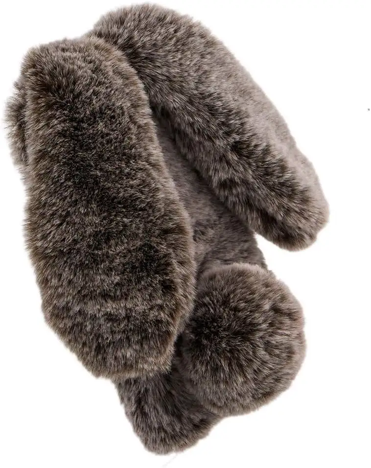 Miagon Handyhülle für Samsung Galaxy Note 10 Lite,Super Weich Winter Warm Lustig Hase Ohren Kunstpelz Plüsch Fluffy Flexibel Handytasche Schale für Samsung Galaxy Note 10 Lite