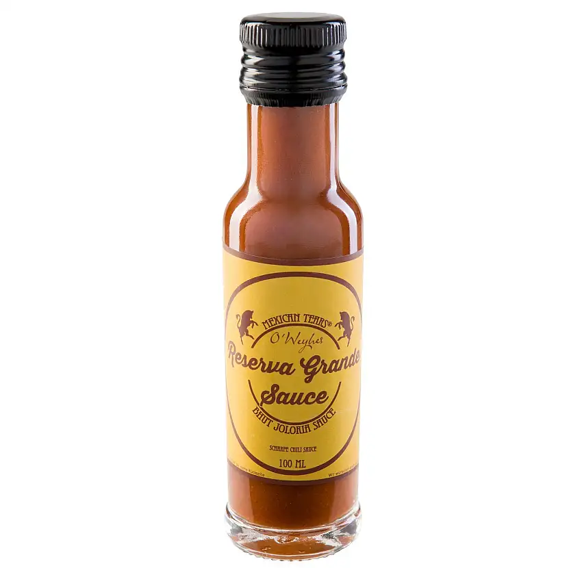 Mexican Tears® - Reserva Grande, Limited Edition 2015, scharfe Sauce aus Bhut Jolokia Chili & Meersalz, perfekt als Grill-Zubehör für BBQ Sauce & Pulled Pork [100ml Chilisauce]
