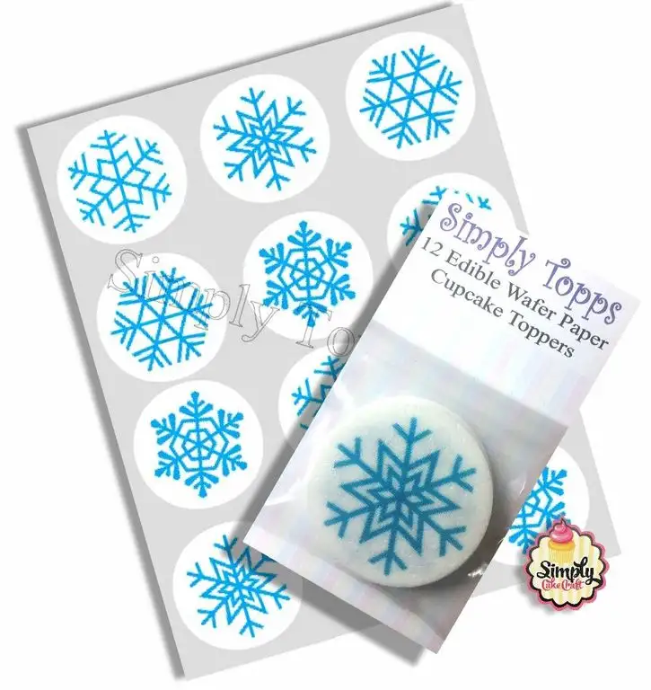 12 Schneeflocke Blau weihnachten wiehnachten design reispapier fee / cup cake 40mm toppers vorgestanzt dekoration