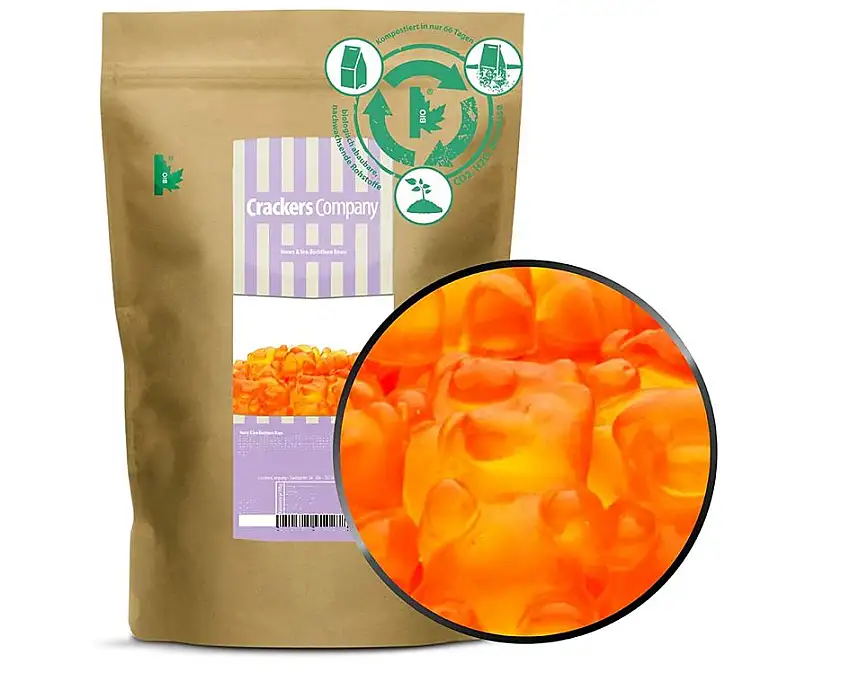 1 x 700g Gummibären Sanddornhonig Gummibonbon Gummibärchen aus Sanddorn Fruchtsaft und Acerola Kirsche mit viel Vitamin C glutenfrei laktosefrei