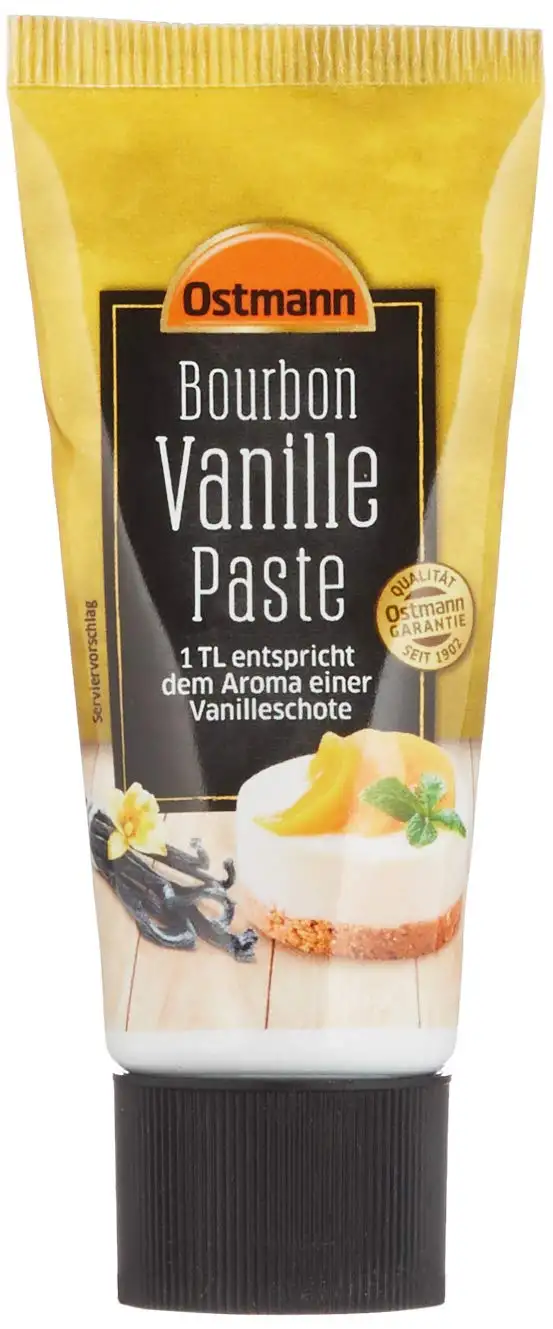Ostmann Gewürze – Bourbon Vanille Paste, mit Bourbon Vanille-Extrakt (1 TL = Aroma einer Vanilleschote), zum Verfeinern von Gebäck & Desserts, vegan, 30 g Tube