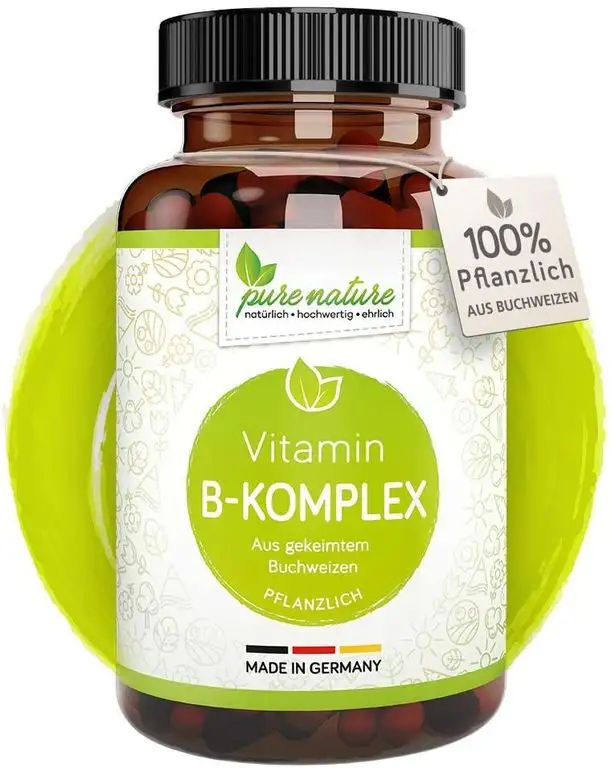 Vitamin B Komplex Hochdosiert rein aus Buchweizen I 90 Kapseln I Alle B-Vitamine I Vegan I Laborgeprüft I Ohne Zusatzstoffe