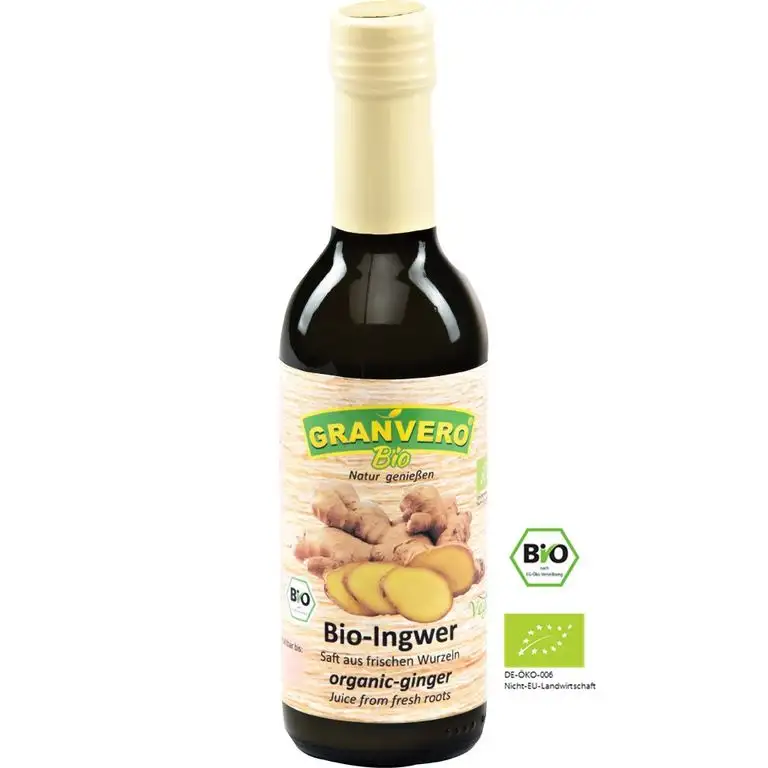GRANVERO, Bio Ingwer Saft, 99 % Ingwer, 250 ml 2 Flaschen, "Verbrauchertipp" Beim Vergleich auf den Gehalt an Ingwer achten!!! DE-ÖKO-006, Keine Zusätze, Kein Wasser!, Vegan