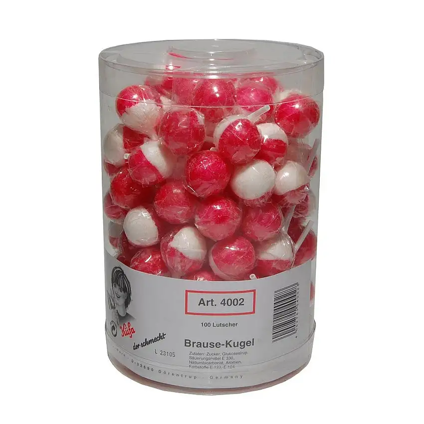 1 Box a 100 Lutscher Küfa Brause Kugel Lolly, 1600g, Kugellolly Brausekugel