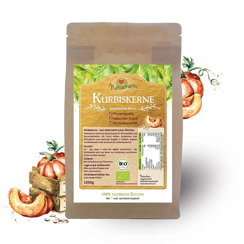 Naturherz Bio Kürbiskerne vom Bio-Bauernhof in der Steiermark 1kg (1000 g)