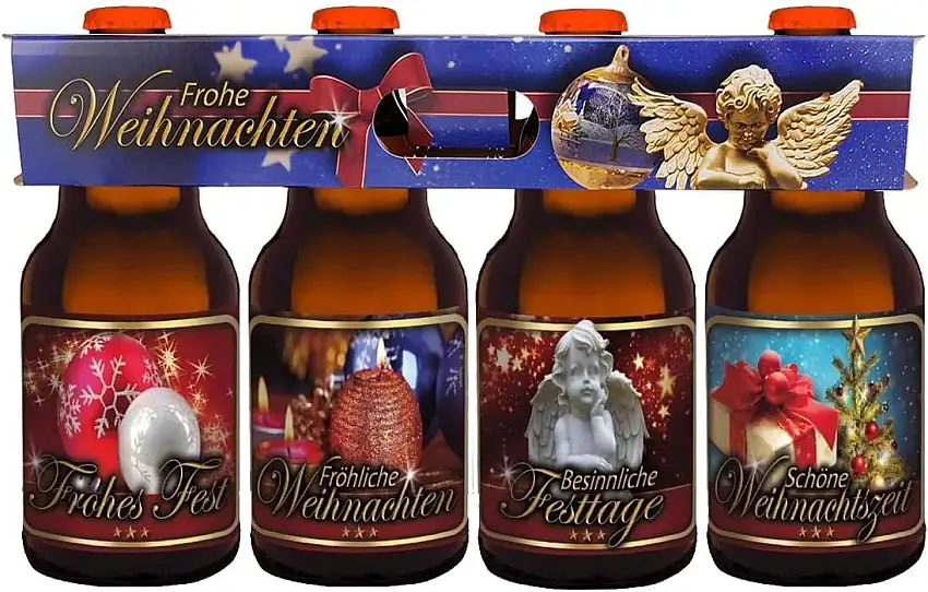 Frohe Weihnachten im Bierschaum 4er Träger