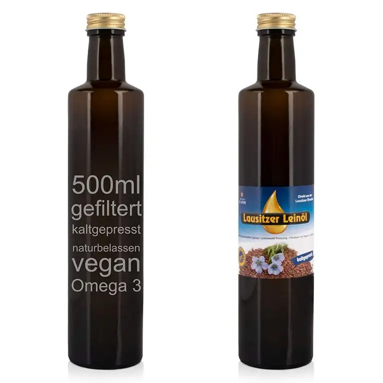Lausitzer Leinöl (kaltgepresst Omega 3 Öl kaltgepreßtes Leinöl), 500ml