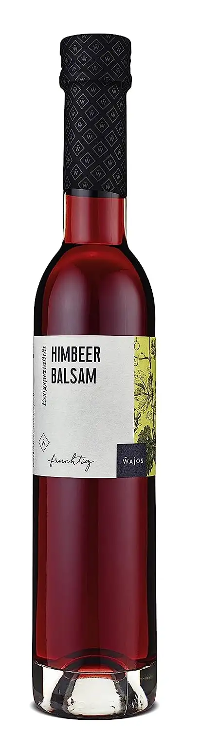 WAJOS Himbeer Balsam 250ml - Essigzubereitung (5,3% Säure) | Fruchtessig perfekt als Salatdressing, Salatsoße & Himbeer Dressing | Himbeer Essig