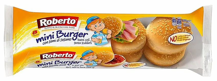 Roberto Mini Burger 5 x 8 x 25g = 1000g Weizenbrötchen mit Rapsöl und Sesamsamen
