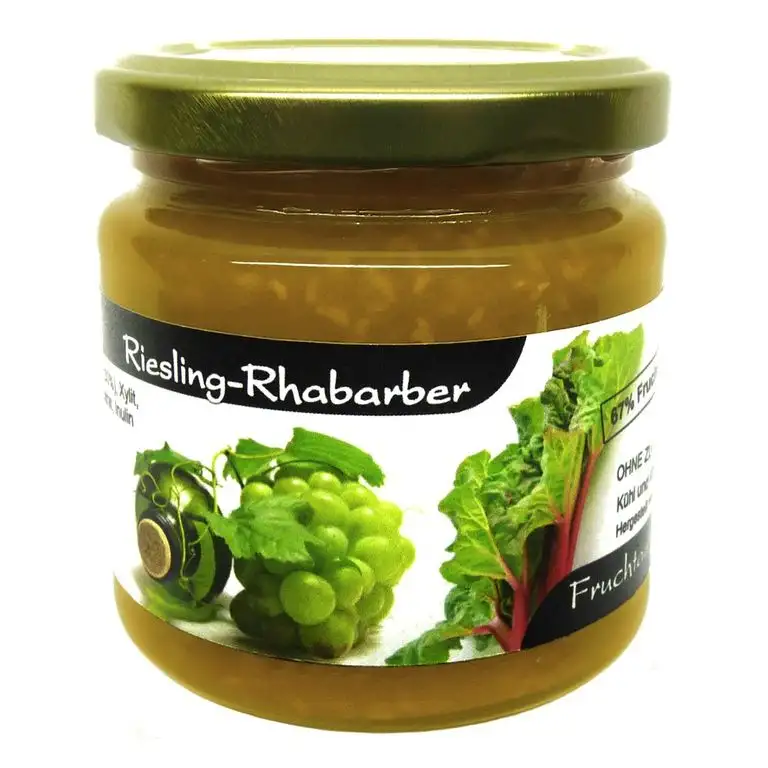 Xylit Fruchtaufstrich"Riesling-Rhabarber" ohne Zuckerzusatz, nur mit Xylit gesüßt, 67% Fruchtanteil (mehr als Marmeladen), Low Carb, 200 g