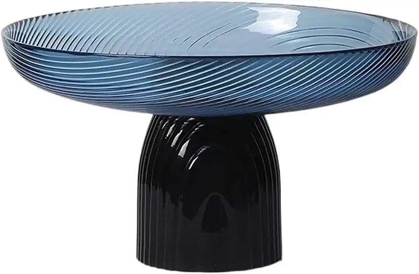 TOMYEUS Obstkörbe High-End Light Luxury Glass Fruchtplatte Dekoration Home Couchtisch Tisch Snack Süßwarenschale Obstschale moderner minimalistischer Stil Obstschale (Color : Blue, Size : High)