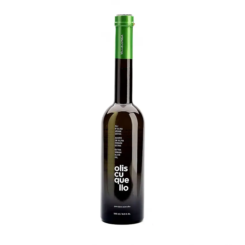 OLISCUQUELLO Natives Olivenöl Extra Natürliche Fruchtige Sorte Villalonga Monovarietal 500 ml