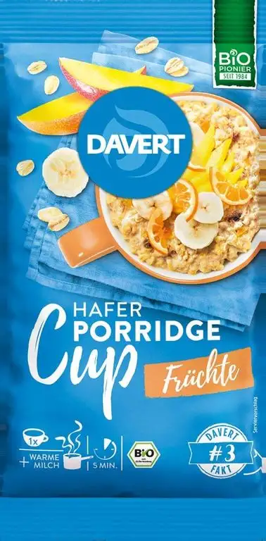 Davert Bio Porridge-Cup Früchte (6 x 65 gr)
