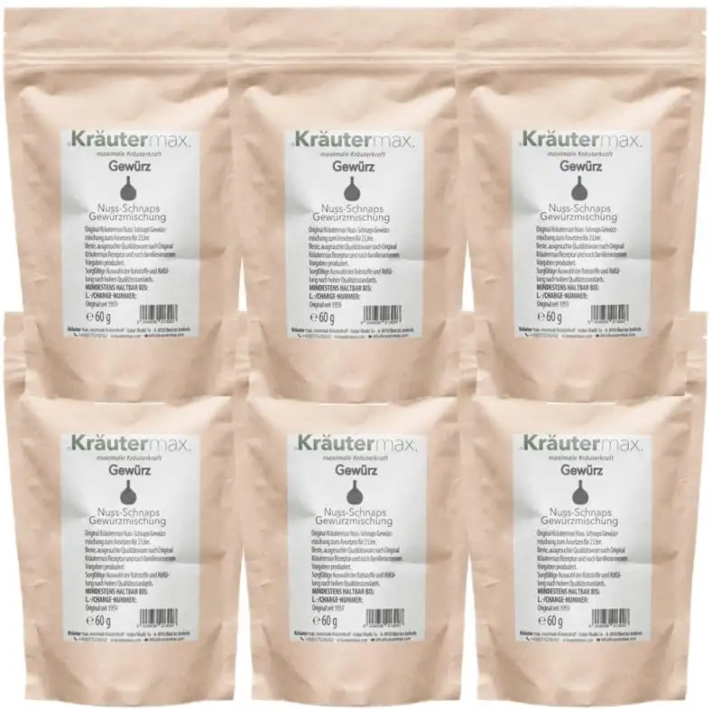 Nuss Schnaps Gewürz für 2 Liter Nussschnaps zum Ansetzen 6 x 60 g