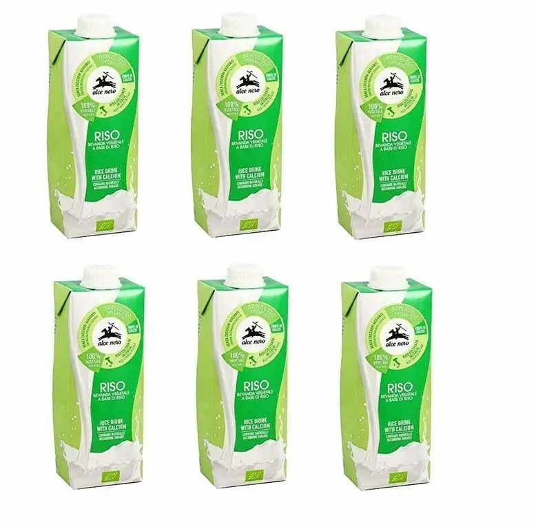 6x Alce Nero Latte di Riso BIO BIO Rice Milk pflanzliches Kalzium 500 ml
