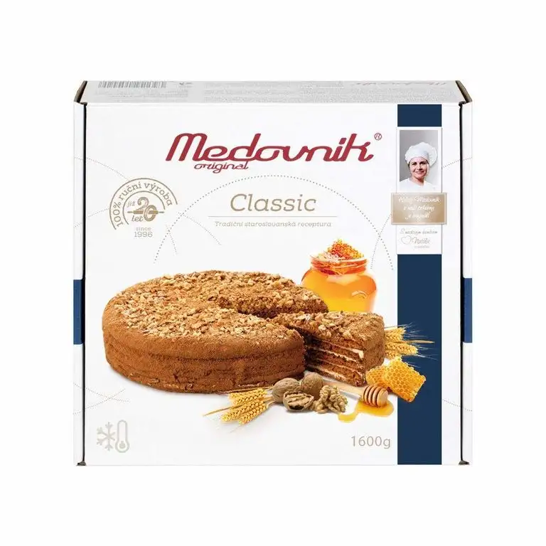 Honigtorte Medovnik original Classic Ø 26 cm (1x 1600g / 16 Stücke) Handgemacht Russische Honigkuchen Rezeptur